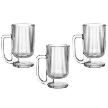 Imagem de Jogo C/3 Canecas de Vidro Transparente Savor 220ml P/ Café e Chá com D