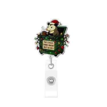 Imagem de Carretel de crachá de Natal engraçado de gambá de fogo – Suporte retrátil para crachá de identificação de humor negro para enfermeiras, médicos, CNA, MA, assistentes médicos – Presente engraçado de