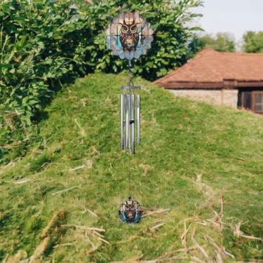 Imagem de ICE ARMOR 101,6 cm de comprimento coruja ondulada sino de vento estátua escultura ornamento decoração de casa/quarto ideias de decoração para inauguração de casa, feriados e aniversários. Ótimo item