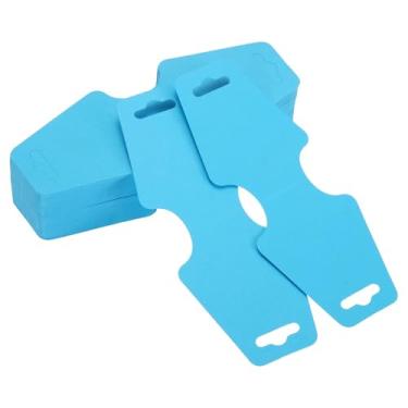 Imagem de PATIKIL Cartões de exibição de colar e pulseira, 100 peças, porta-cartões em branco, embalagem de joias para pendurar colares, gargantilhas, brincos, acessórios de faixa de cabelo (azul, 12 x 5 cm)