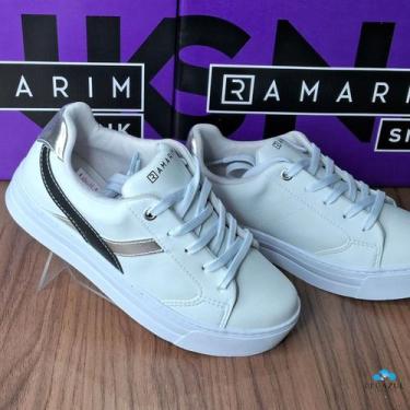 Imagem de Tênis Feminino Ramarim Classic Casual Conforto, Branco metal prata, 37