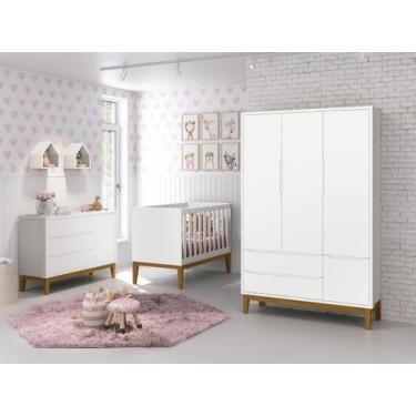 Imagem de Jogo de Quarto para Bebê Completo 3 Portas Classic New Branco Fosco co
