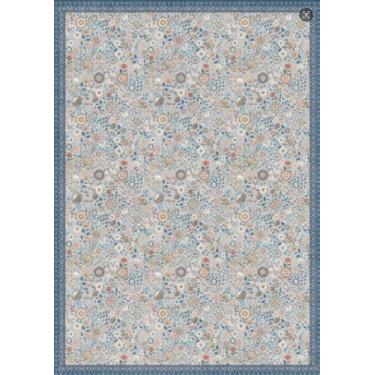 Imagem de Clemile Tapete floral 12 x 18 cm - Tapete lavável antiderrapante vintage para sala de estar - Tapete macio e resistente a manchas para cozinha, quarto, sala de jantar, interior, azul marinho