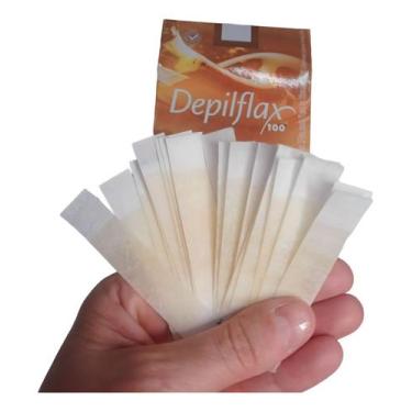 Imagem de 60 Tiras De Cera Pronta Sobrancelhas Buço Natural Depilflax