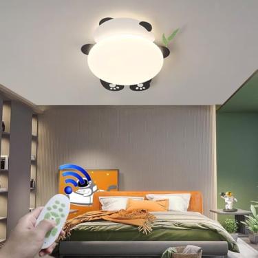 Imagem de Luminária de teto moderna com desenho animado, luminária infantil para quarto de bebê, luminária de teto criativa com gato, abajur preto e branco com controle remoto, luminária para quarto,