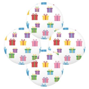 Imagem de Wassud Jogo americano conjunto de 4 caixas coloridas com design de tapetes redondos para cozinha e jantar, tapetes laváveis e resistentes ao calor, decoração de mesa 39 cm