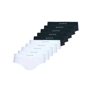 Imagem de Kit com 10 Cuecas Slip Lupo 681-001 Colorido, Branco, XG