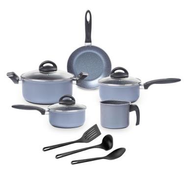 Imagem de Jogo de Panelas Brinox Antiaderente Ceramic Life 8 peças Suprema Jeans