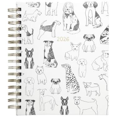 Imagem de WORLD TRAVELER Agenda 2026 semanal e mensal - 18 cm x 21 cm capa dura janeiro dezembro espiral agenda diária 2026 lista de tarefas, tamanho 17 x 21 cm, animal de estimação branco