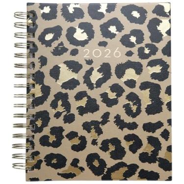 Imagem de WORLD TRAVELER Agenda 2026 semanal e mensal - 18 cm x 21 cm capa dura janeiro dezembro espiral agenda diária 2026 lista de tarefas, tamanho 17 x 21 cm, estampa de chita marrom