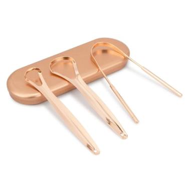 Imagem de Kit 3 Limpador Raspador Língua Cobre Higiene Bucal Estojo