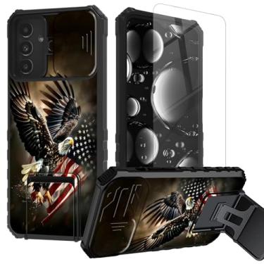 Imagem de BREIDMKFM Capa para Samsung Galaxy S25 Plus com protetor de tela e suporte e capa protetora de lente de câmera deslizante capa resistente de camada dupla resistente para Samsung S25 Plus, bandeira de