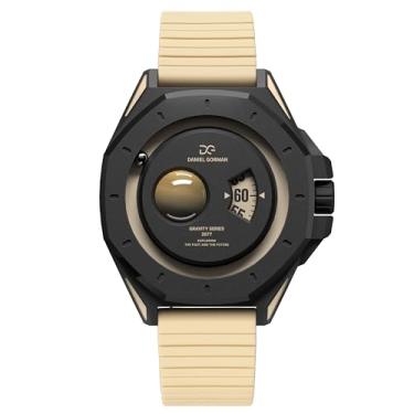 Imagem de Daniel Gorman Relógio masculino Quartz Gravity Series 2077 - pulseira de silicone, relógio de pulso com tema espacial luminoso orbital à prova d'água, Saturno