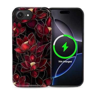 Imagem de heindiy Capa para iPhone 16e, compatível com MagSafe, capa brilhante, proteção total, à prova de choque, anti-arranhões, capa de TPU, capas para homem mulher - flor de lótus vibrante