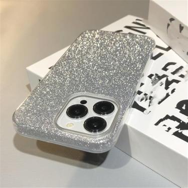 Imagem de Capa de celular em policarbonato (PC) espessa com efeito degradê brilhante para iPhone 11, 12, 13, 14, 15, 16 Pro, Max, Mini, 7, 8 Plus, X, XR e XS, prata, para iPhone 16 Plus