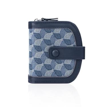 Imagem de Carteiras pequenas para mulheres, carteiras fofas textura PU carteira feminina porta-cartões dobrável com porta-moedas carteira com zíper, Azul, Carteira feminina