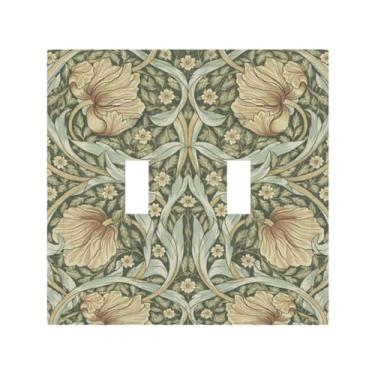 Imagem de Placa de parede dupla com padrão floral estilo retrô, interruptor decorativo, placa de tomada elétrica adequada para banheiro, cozinha, sala de estar, quarto