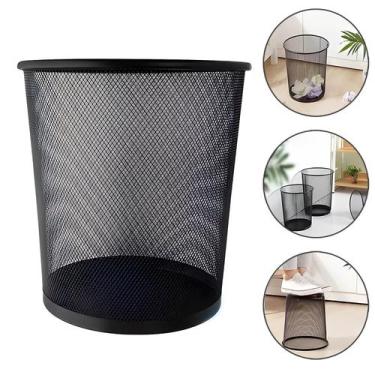 Imagem de Lixeira Redonda Telada Malha Grade Metal Aramado Cesta De Papel 10 Lit