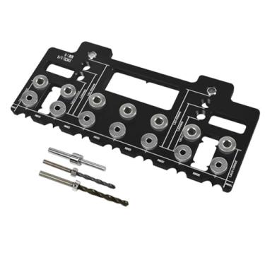 Imagem de Furo Punch Alça de Armário Liga Alumínio Ferramenta Jig Pino Prateleira Abridor para Instalação Porta Ferramentas Marcenaria Doméstica Espaçamento Montagem Ajustável Kit Completo Design Versátil