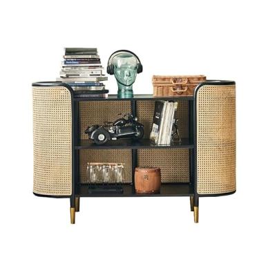 Imagem de Buffet Armário Moderno Simples Madeira Maciça Aparador Doméstico Rattan Armazenamento Armário Criativo Aparador