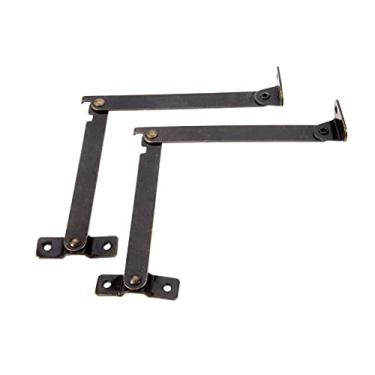 Imagem de Dobradiças de porta 2 conjuntos de dobradiças de suporte de tampa permanecem bronze antigo 10811 mm ferro decoração caixa dobradiça móveis ferragens armário porta cozinha com parafusos