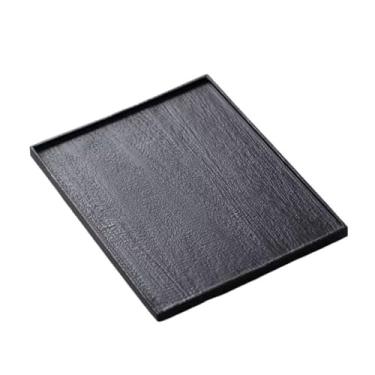 Imagem de Bandeja retrô de madeira maciça preta quadrada bandeja de chá para casa, sala de estar, mesa de chá seca, palete