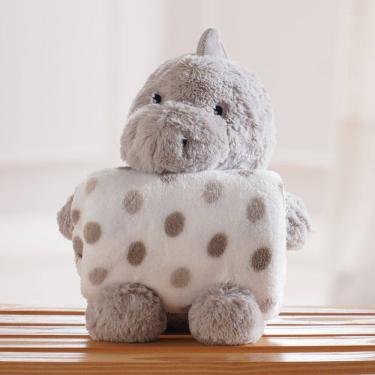 Imagem de Manta e Bichinho KazzaVip Baby Pelúcia 100% Poliéster Microfibra Dino Cinza