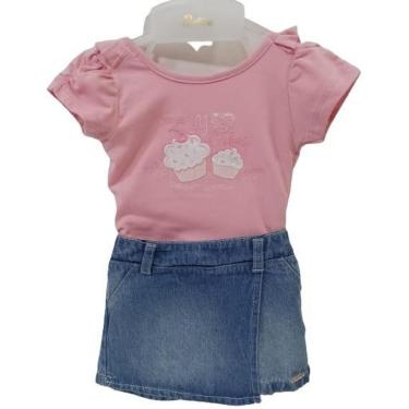 Imagem de Conjunto Luxo Body + Shorts Jeans Bebê Menina Paraiso 13975-Feminino