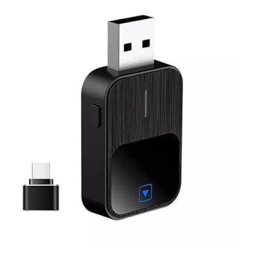 Imagem de Adaptador CarPlay sem fio para iPhone, adaptador Apple CarPlay com fio para sem fio, tamanho mini plug USB e USB-C/Tipo-C, carro controle estável sem atraso PREMIUM v2026 - Preto