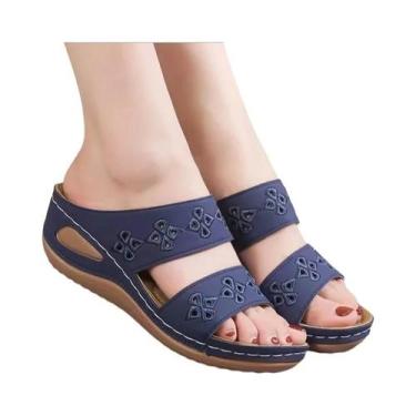 Imagem de Sandálias De Couro Bordadas Com Flores Para Mulheres, Leves, Casuais, 