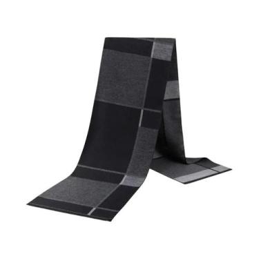 Imagem de Cachecol Masculino De Inverno Com Estampa Xadrez E Paisley, Imitação D