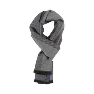 Imagem de Cachecol Masculino De Inverno Com Estampa Xadrez E Paisley, Imitação D