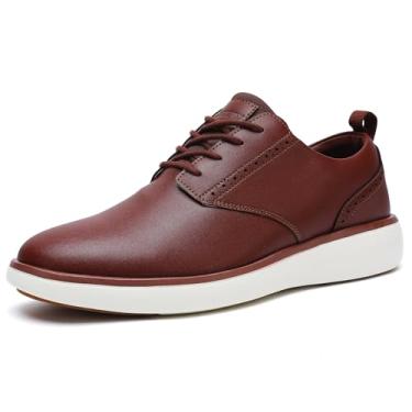 Imagem de HCUBEAW Sapato social masculino Oxford com ponta de asa, Marrom, 42