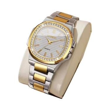 Imagem de Relógio De Pulso Masculino De Luxo Com Pulseira De Aço E Strass, Relóg