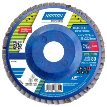 Imagem de Caixa com 10 Discos de Lixa Flap 4.1/2" Grão 80 R-822 Evolution Norton