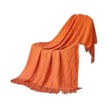 Imagem de Manta De Tricô Grossa Oversized Cáqui Com Borlas, Luxo Vintage Estilo 