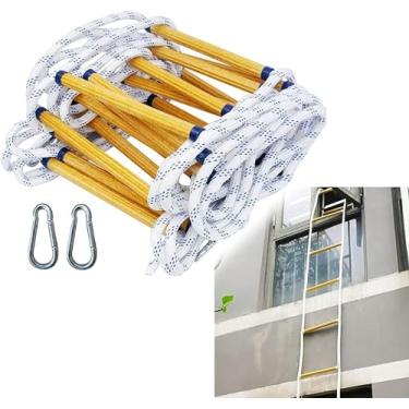 Imagem de Escada de corda de escape de incêndio de emergência, escada de segurança de alta altitude para evacuação rápida, opções fáceis de usar 12 m/39,4 pés e 20 m/65,6 pés, equipamento essencial de segurança