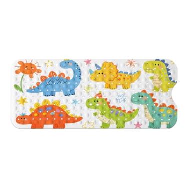 Imagem de Tapete de banheira infantil, tapete de banho antiderrapante com desenho animado para crianças e crianças, tapete de segurança antiderrapante para festa de dinossauro com ventosas fortes, tapete de