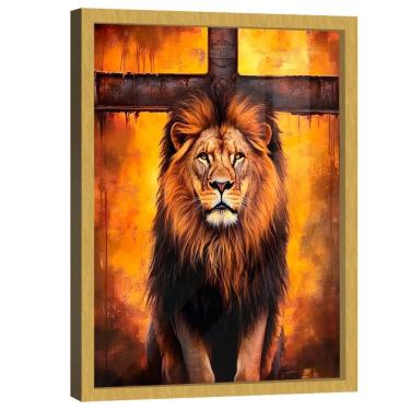 Imagem de Quadro Decorativo Leão Sobre A Cruz