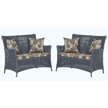 Imagem de 2 Sofás área Externa Igapó Alumínio Marrom Corda Náutica E6 Prata