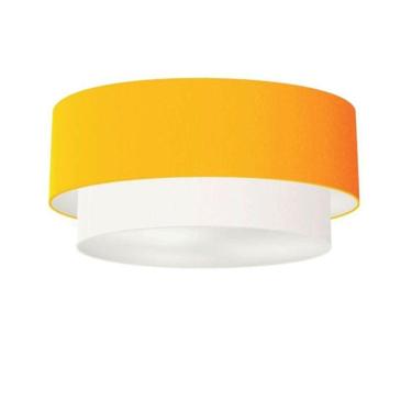 Imagem de Plafon Duplo Cilíndrico Vivare Md-3021 Cúpula Tecido 80x60cm - Bivolt Laranja-branco 127/220v