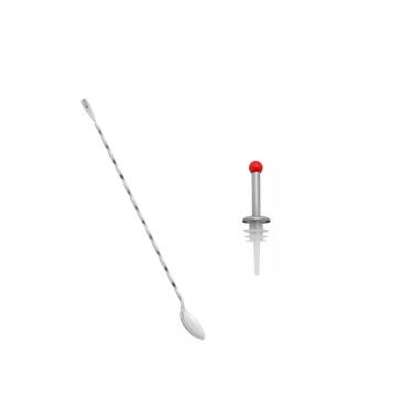 Imagem de Colher Bailarina e Bico Dosador Inox Bebidas Drink Bartender