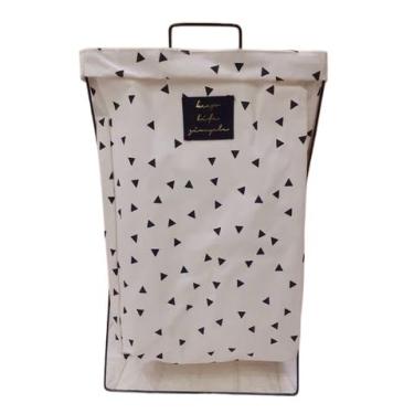 Imagem de Cesto Organizador De Roupa Suja Dobrável Com Suporte CESTO ORGANIZADOR ROUPA SUJA 36X26X57 para Economizar Espaço, Fácil de Armazenar e Usar(Triangulo P)