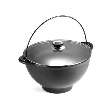 Imagem de Panela Mineira Polenteira Ferro Fundido Tampa Vidro 26cm 5l