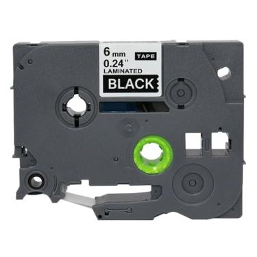 Imagem de Fita Compatível TZe-315 TZ315 6mm Preto com Letras Brancas para Rotulador Brother PT-H110 PT-H105