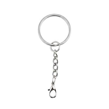 Imagem de Kit 100 Argolas Para Chaveiro Com Corrente E Gancho Prata