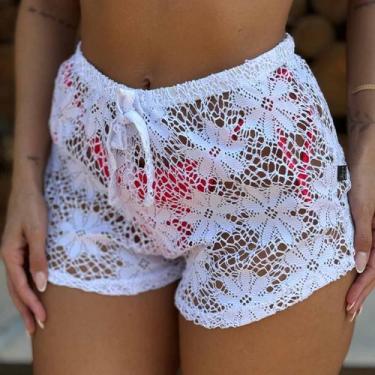 Imagem de Shorts Curto Saída de Praia Feminino Transparente Verão - Like4you, G,