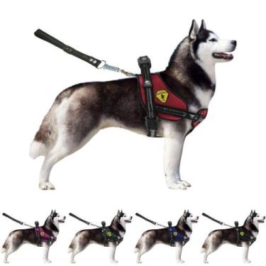 Imagem de Coleira Peitoral Para Cachorro Grande Com Alça Reforçada Guia Ajustáve