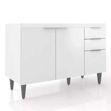 Imagem de Balcão Para Pia 120cm Sem Tampo Pérola Z34 Branco - Mpozenato