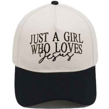 Imagem de Boné de beisebol de algodão Trucker com bordado Just a Girl Who Loves 